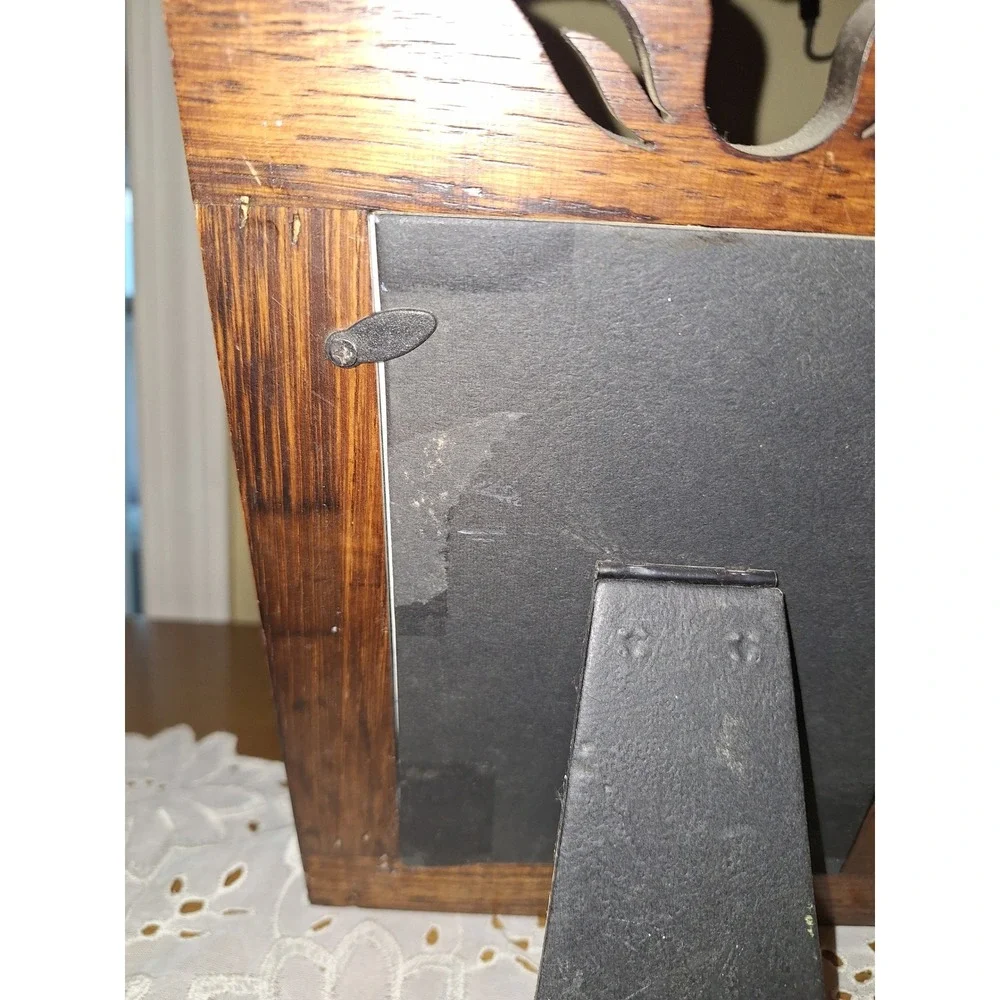 Rustic Dark Oak Wood 5x7 Picture Frame Arched Tulip Cutout Farmhouse Decor